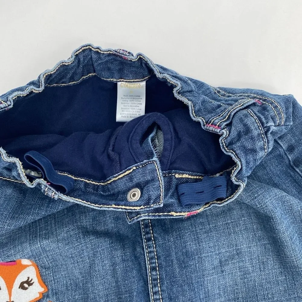 Gymboree Fox Skort Jean Skirt w/ Shorts Cute Fox Girl Flower size 8